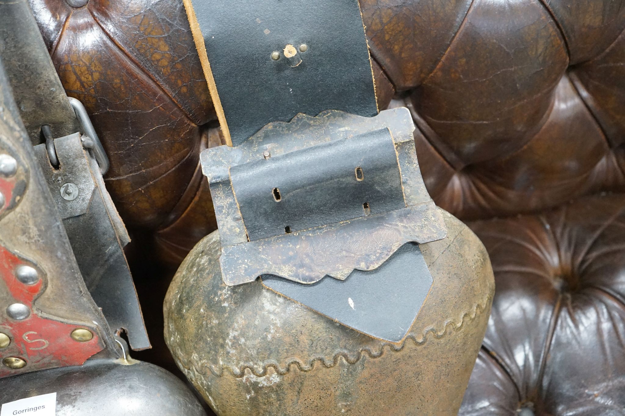 Two large French or Swiss vintage cow bells, larger 26cm, height 22cm